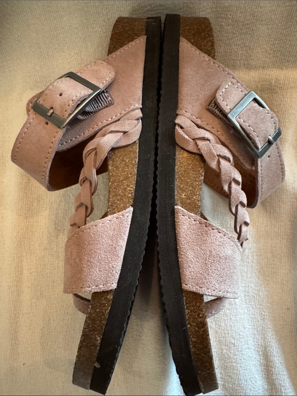 White Mountain Footbeds Hazy Braided Strappy Sandals in Mauve - Sz8 - Like New - Picture 5 of 10